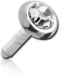 STERLING 925 SILVER JEWELED STUD FOR POLYMER INTERNAL LABRET