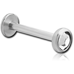 SURGICAL STEEL GRADE 316L JEWELED THREADLESS DISC INTERNAL LABRET