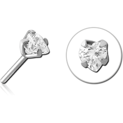 SURGICAL STEEL GRADE 316L JEWELED THREADLESS INTERNAL ATTACHMENT - HEART