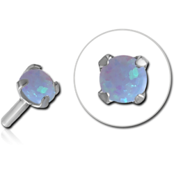 SURGICAL STEEL GRADE 316L ORGANIC SYNTHETIC OPAL JEWELED ATTACHMENT FOR POLYMER INTERNAL LABRET
