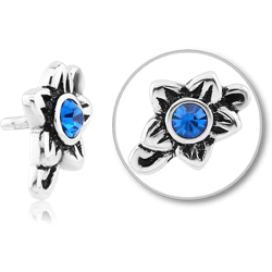 SURGICAL STEEL GRADE 316L JEWELED ATTACHMENT FOR POLYMER INTERNAL LABRET-FLOWER