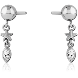 SURGICAL STEEL GRADE 316L PUSH FIT JEWELED ATTACHMENT FOR BIOFLEX INTERNAL NIPPLE SHIELD