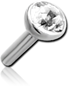 18 KARAT GOLD WHITE BEZEL SET JEWELED ATTACHMENT FOR POLYMER INTERNAL LABRET