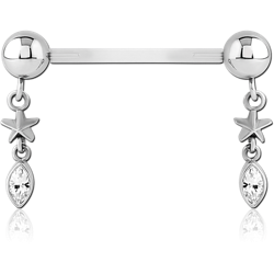 POLYMER PUSH FIT JEWELED NIPPLE BARBELL