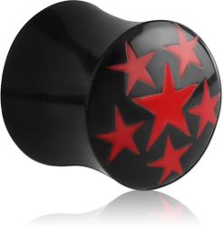 ORGANIC HORN DOUBLE FLARED PLUG WITH RED STARS INLAY