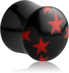 ORGANIC HORN DOUBLE FLARED PLUG WITH RED STARS INLAY