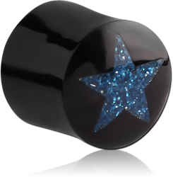 ORGANIC HORN DOUBLE FLARED PLUG WITH OPAL STAR INLAY