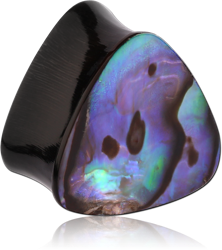 ORGANIC HORN DOUBLE FLARED TRIANGULAR PLUG WITH SHELL INLAY