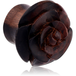 IRON ORGANIC WOOD CARVED FLOWER DOUBLE FLARED PLUG