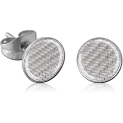 SURGICAL STEEL GRADE 316L CUP CARBON FIBER EAR STUDS PAIR
