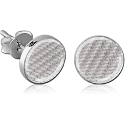 STERLING 925 SILVER CARBON FIBER EAR STUDS - PAIR