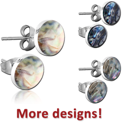 STERLING 925 SILVER MOTHER OF PEARL EAR STUDS - PAIR