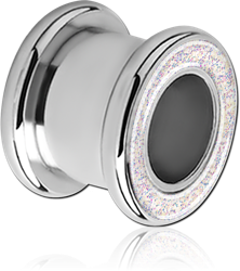 SURGICAL STEEL GRADE 316L JEWELED GLITTERLINE ROUND-EDGE THREADED TUNNEL