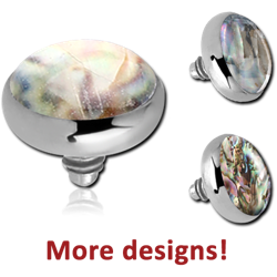 TITANIUM ALLOY INTERNALLY THREADED ORGANIC SYNTHETIC MOTHER OF PEARL DISC