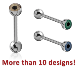 SURGICAL STEEL GRADE 316L DOUBLE EYEBALL BARBELL