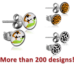 SURGICAL STEEL GRADE 316L CUP PICTURE EAR STUDS PAIR