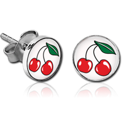 STERLING 925 SILVER PICTURE EAR STUDS - PAIR