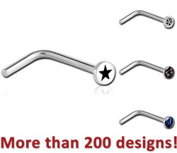 SURGICAL STEEL GRADE 316L PICTURE 90 DEGREE NOSE STUD