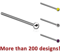 SURGICAL STEEL GRADE 316L PICTURE STRAIGHT NOSE STUD 15MM