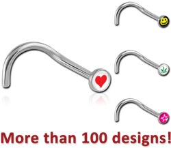 SURGICAL STEEL GRADE 316L PICTURE CURVED NOSE STUD