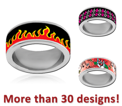 SURGICAL STEEL GRADE 316L 8MM FLAT BAND PICTURE RING