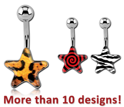 SURGICAL STEEL GRADE 316L STAR PICTURE NAVEL BANANA