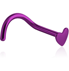 ANODISED TITANIUM ALLOY GRADE TI 6Al-4V ELI F136 HEART CURVED NOSE STUD