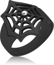 BLACK PVD COATED SURGICAL STEEL GRADE 316L JEWELED WEB RING