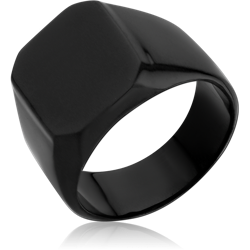 BLACK PVD COATED SURGICAL STEEL GRADE 316L RING - SIGNET SQUARE