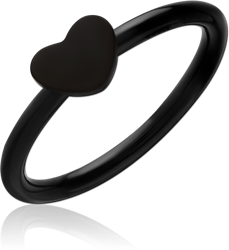 BLACK PVD COATED SURGICAL STEEL GRADE 316L WIRE CUT HEART RING