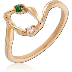 STERLING 925 SILVER GOLD 18K PLATED JEWELED RING