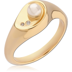 STERLING 925 SILVER GOLD PLATED 18K JEWELED RING