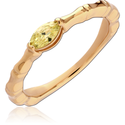 STERLING 925 SILVER GOLD PLATED 18K JEWELED RING