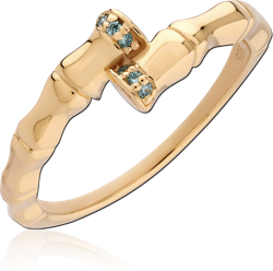 STERLING 925 SILVER GOLD PLATED 18K JEWELED RING