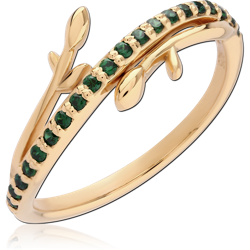 STERLING 925 SILVER GOLD PLATED 18K JEWELED RING