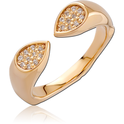 STERLING 925 SILVER GOLD PLATED 18K JEWELED RING