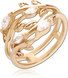 STERLING 925 SILVER GOLD PLATED 18K JEWELED RING