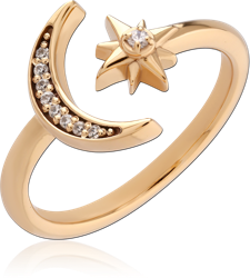 STERLING 925 SILVER GOLD PLATED 18K JEWELED RING