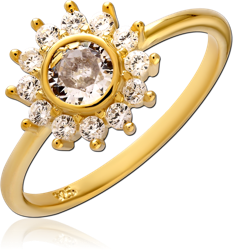 STERLING 925 SILVER GOLD PLATED 18K JEWELED RING SPECIAL NEW DESIGN