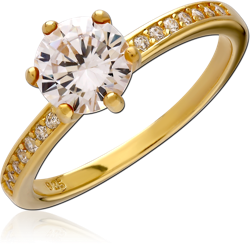 STERLING 925 SILVER GOLD PLATED 18K RING