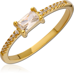 STERLING 925 SILVER GOLD PLATED 18K JEWELED RING SPECIAL NEW DESIGN