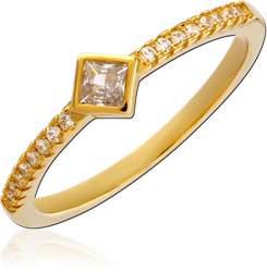 STERLING 925 SILVER GOLD PLATED 18K JEWELED RING SPECIAL NEW DESIGN