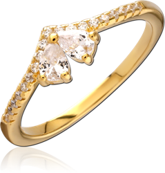 STERLING 925 SILVER GOLD PLATED 18K JEWELED RING SPECIAL NEW DESIGN