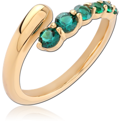 STERLING 925 SILVER GOLD PLATED 18K JEWELED RING