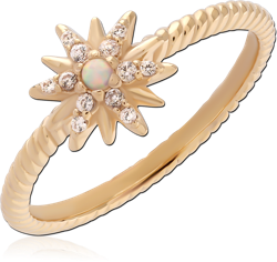 STERLING 925 SILVER GOLD PLATED 18K JEWELED RING