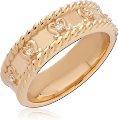 STERLING 925 SILVER GOLD PLATED 18K JEWELED RING