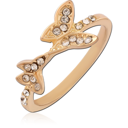 STERLING 925 SILVER GOLD PLATED 18K JEWELED RING SPECIAL NEW DESIGN