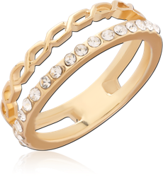 STERLING 925 SILVER GOLD PLATED 18K JEWELED RING SPECIAL NEW DESIGN