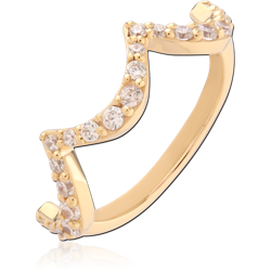 STERLING 925 SILVER GOLD PLATED 18K JEWELED RING