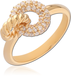 STERLING 925 SILVER GOLD PLATED 18K JEWELED RING